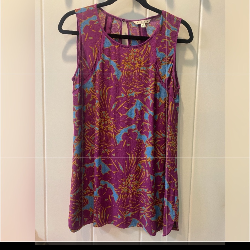 CAbi Purple and Blue Floral Top